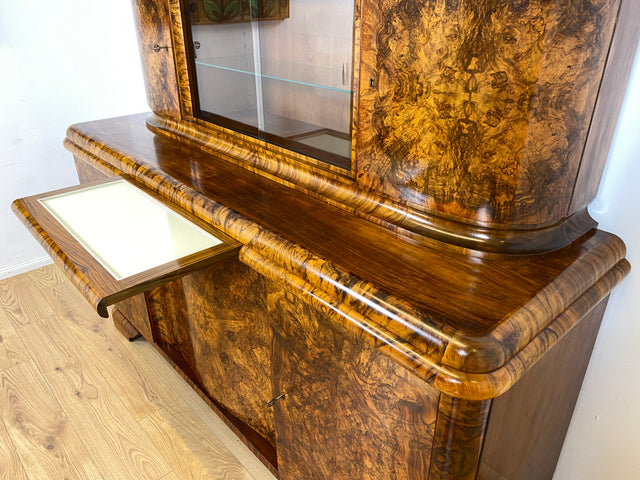 WMK Wunderschöne und sehr gut erhaltene Art Deco Anrichte , Vollholz in edlem Wurzelholz , um 1930 # antikes Büfett Büffet Buffet Küchenanrichte Küchenschrank Geschirrschrank Schrank Sideboard Vintage