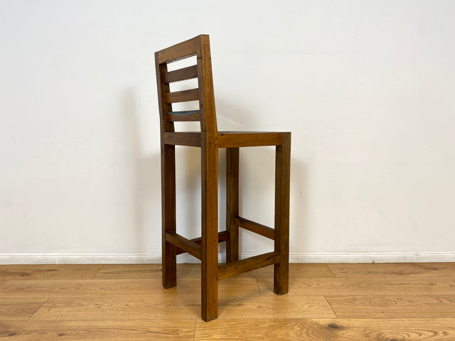 Boatwood by WMK #  Bunterschöner Barhocker aus altem Bootsholz, ein handgefertigtes Unikat aus massivem Teakholz # Barstuhl Hocker Sitzhocker Stuhl Küchenstuhl Holzstuhl Bar Stool Hausbar Gastro