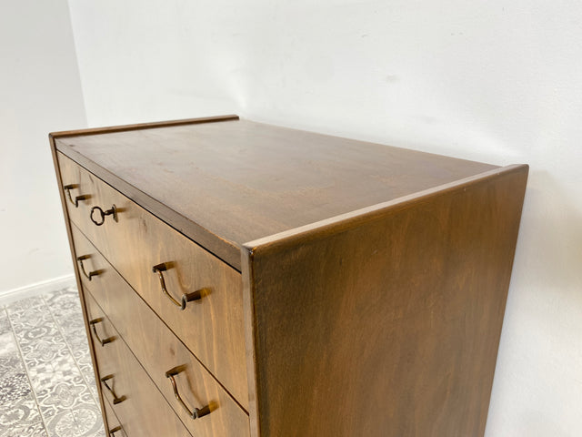 WMK Hochwertiges und sehr gut erhaltenes skandinavisches Highboard aus vollem Holz mit Schubladen & Messinggriffen # Schrank Kommode Schubladenkommode Wäschekommode Sideboard Mid-Century Vintage 60er