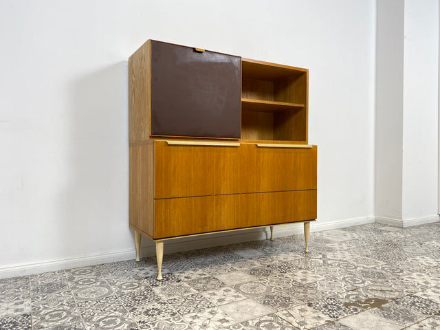 WMK Stilvolles & gut erhaltenes Mid-Century Highboard mit Bar von VEB Bad Liebenwerda, 1967, bauähnlich mit VEB Hellerau # Barschrank Barkommode Hausbar Minibar Sideboard Kommode DDR Vintage 60er