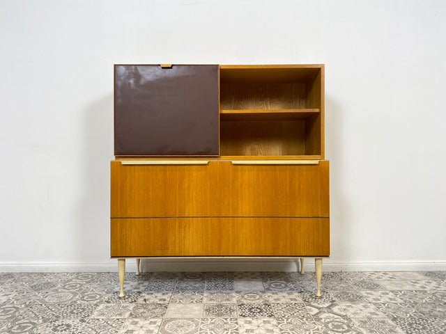 WMK Stilvolles & gut erhaltenes Mid-Century Highboard mit Bar von VEB Bad Liebenwerda, 1967, bauähnlich mit VEB Hellerau # Barschrank Barkommode Hausbar Minibar Sideboard Kommode DDR Vintage 60er