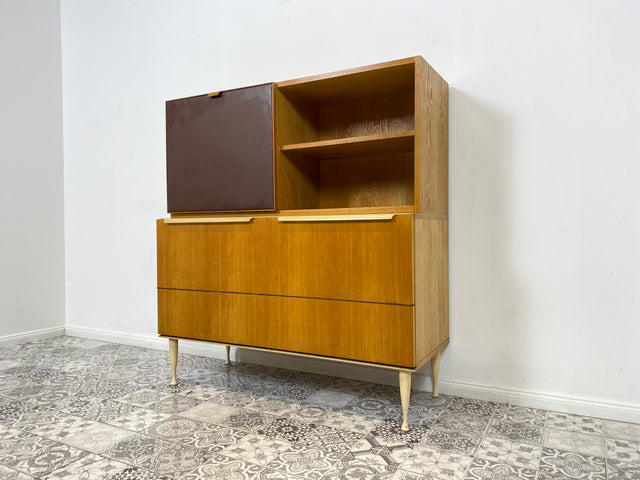 WMK Stilvolles & gut erhaltenes Mid-Century Highboard mit Bar von VEB Bad Liebenwerda, 1967, bauähnlich mit VEB Hellerau # Barschrank Barkommode Hausbar Minibar Sideboard Kommode DDR Vintage 60er