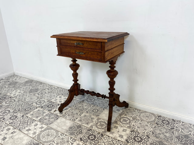 WMK Elegant antique sewing chest of drawers with drawers and fine brass fittings # Side table storage hall chest of drawers sewing table sewing cabinet jewelry box dressing table telephone table Wilhelminian era vintage