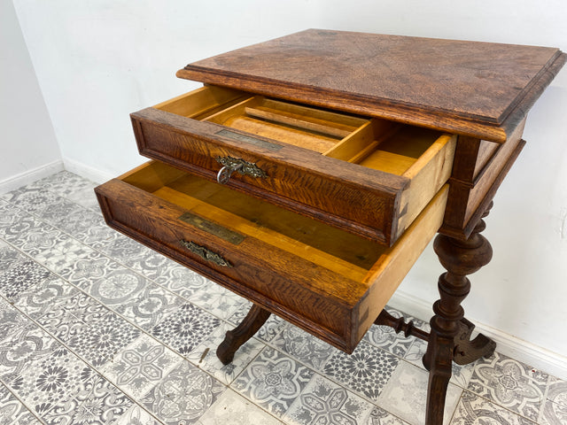 WMK Elegant antique sewing chest of drawers with drawers and fine brass fittings # Side table storage hall chest of drawers sewing table sewing cabinet jewelry box dressing table telephone table Wilhelminian era vintage