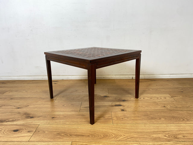 WMK Schöner und sehr gut erhaltener skandinavischer Couchtisch aus Palisander mit kunstvoll gestalteten Fliesen # Wohnzimmertisch Beistelltisch Fliesentisch Coffe table Vintage Mid-Century Rosewood