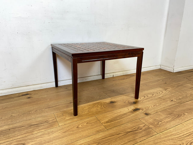 WMK Schöner und sehr gut erhaltener skandinavischer Couchtisch aus Palisander mit kunstvoll gestalteten Fliesen # Wohnzimmertisch Beistelltisch Fliesentisch Coffe table Vintage Mid-Century Rosewood