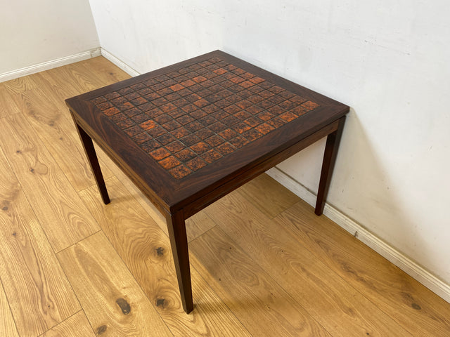 WMK Schöner und sehr gut erhaltener skandinavischer Couchtisch aus Palisander mit kunstvoll gestalteten Fliesen # Wohnzimmertisch Beistelltisch Fliesentisch Coffe table Vintage Mid-Century Rosewood