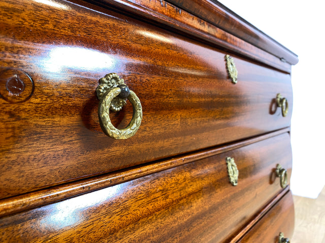 WMK Edler schwedischer 50er Jahre Sekretär im antikem Stil aus vollem Holz mit fester Schreibplatte und edlen Messingbeschlägen # Schreibschrank Schreibtisch Lady Desk Chippendale Stilmöbel Vintage