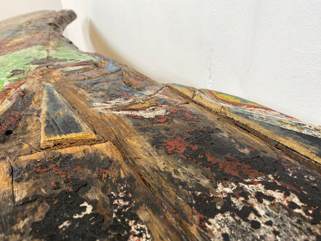 Boatwood by WMK I Nachhaltige & sehr robuste Bank aus altem Bootsholz I handgefertigtes Unikat I Teakholz massiv in Originalfarbe I Holzbank Bench Küchenbank Sitz Balkon Garten Möbel Treibholz Loft