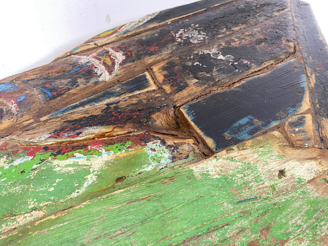 Boatwood by WMK I Nachhaltige & sehr robuste Bank aus altem Bootsholz I handgefertigtes Unikat I Teakholz massiv in Originalfarbe I Holzbank Bench Küchenbank Sitz Balkon Garten Möbel Treibholz Loft