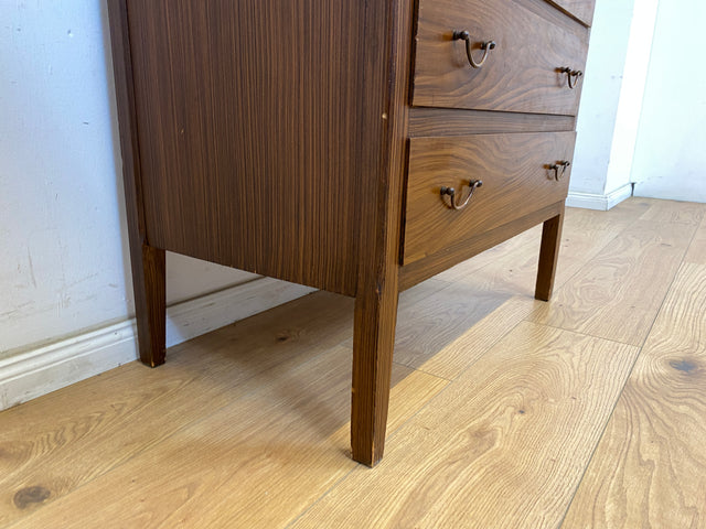 WMK Sehr schönes und geräumiges skandinavisches Highboard aus vollem Holz mit Bierlasur , Schubladen & Messinggriffen # Schrank Kommode Schubladenkommode Wäschekommode Sideboard Mid-Century Vintage