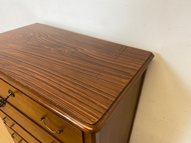 WMK Sehr schönes und geräumiges skandinavisches Highboard aus vollem Holz mit Bierlasur , Schubladen & Messinggriffen # Schrank Kommode Schubladenkommode Wäschekommode Sideboard Mid-Century Vintage