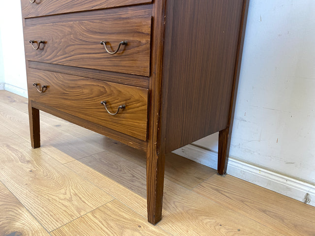 WMK Sehr schönes und geräumiges skandinavisches Highboard aus vollem Holz mit Bierlasur , Schubladen & Messinggriffen # Schrank Kommode Schubladenkommode Wäschekommode Sideboard Mid-Century Vintage