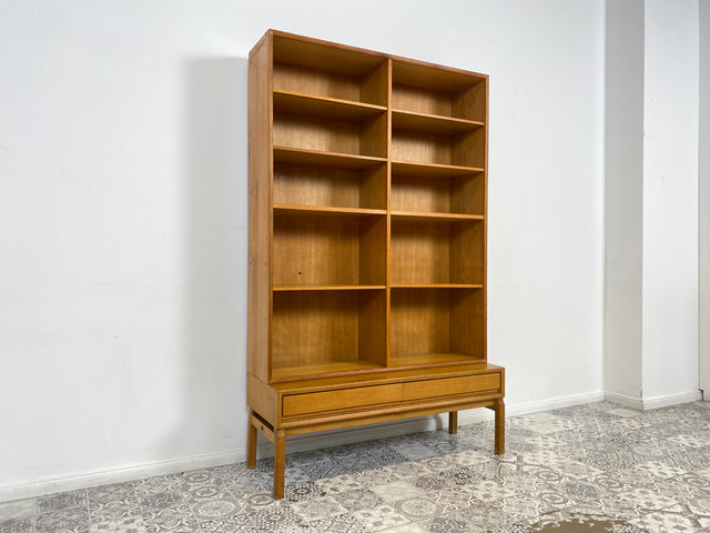 WMK Hochwertiger & sehr gut erhaltener skandinavischer Bücherschrank aus vollem Holz mit verstellbaren Regalböden und Schubladen # Regal Bücherregal Regalwand Highboard Mid-Century Vintage 60er 70er