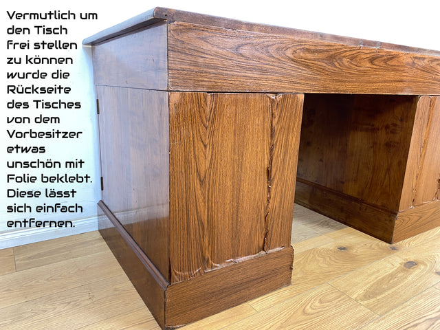 WMK Stilvoller und gut erhaltener großer antiker Schreibtisch aus vollem Holz mit 9 Schubladen # Arbeitstisch Chefschreibtisch Desk Bürotisch Herrenzimmer Art Deco Bauhaus Vintage # Versand möglich