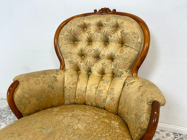 WMK 1/2 Wunderschöner & sehr gut erhaltener 60er Jahre Vintage Sessel im Louis Philippe Stil mit hochwertigem Stoffbezug und bequemen Federkernsitz # Salonsessel Sitzgarnitur Barock Rokoko Stilmöbel