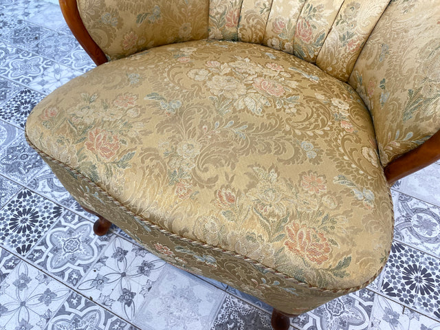 WMK 1/2 Wunderschöner & sehr gut erhaltener 60er Jahre Vintage Sessel im Louis Philippe Stil mit hochwertigem Stoffbezug und bequemen Federkernsitz # Salonsessel Sitzgarnitur Barock Rokoko Stilmöbel