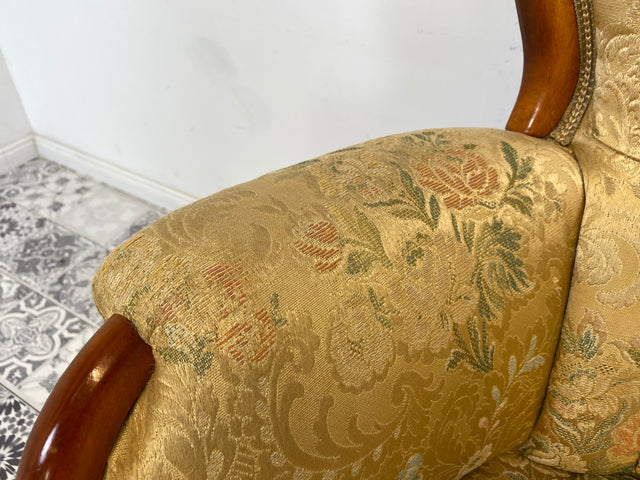 WMK 1/2 Wunderschöner & sehr gut erhaltener 60er Jahre Vintage Sessel im Louis Philippe Stil mit hochwertigem Stoffbezug und bequemen Federkernsitz # Salonsessel Sitzgarnitur Barock Rokoko Stilmöbel