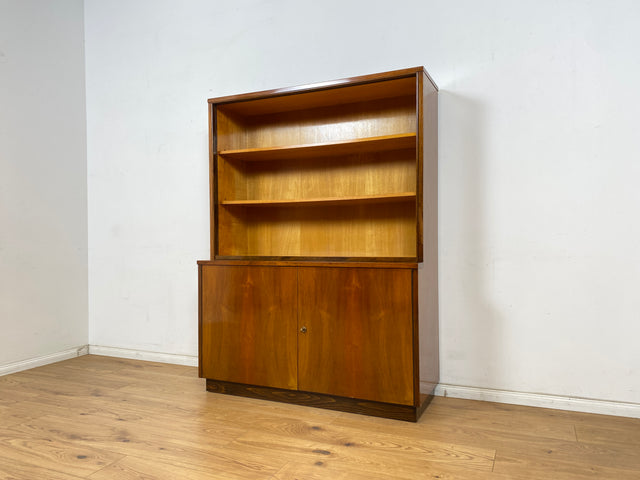 WMK Hochwertiger und gut erhaltener tschechischer 50er Jahre Bücherschrank aus vollem Holz mit verstellbaren Regalböden # Schrank Bücherregal Regal Highboard Sideboard Kommode Mid-Century Vintage 60er