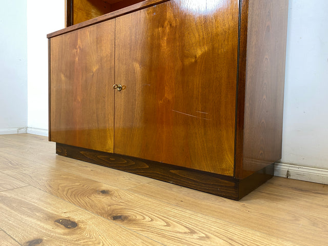 WMK Hochwertiger und gut erhaltener tschechischer 50er Jahre Bücherschrank aus vollem Holz mit verstellbaren Regalböden # Schrank Bücherregal Regal Highboard Sideboard Kommode Mid-Century Vintage 60er