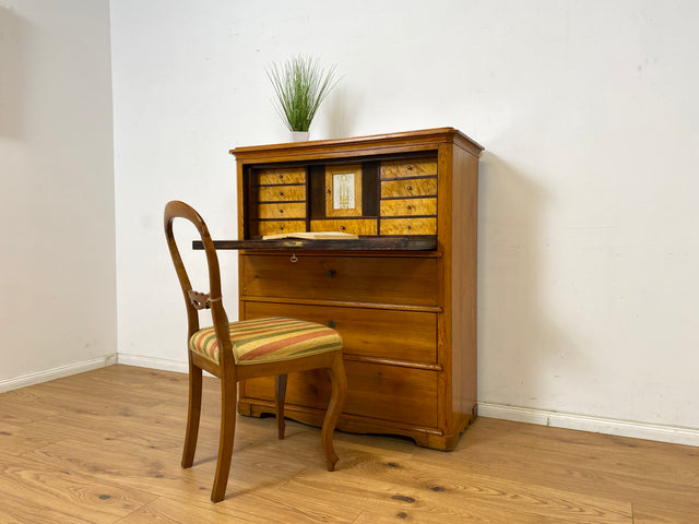 WMK Wunderschöner und gut erhaltener antiker Sekretär aus vollem Holz mit 12 Schubladen & fester Schreibplatte # Schreibschrank Schreibtisch Highboard Kommode Wäschekommode Schrank Biedermeier Vintage