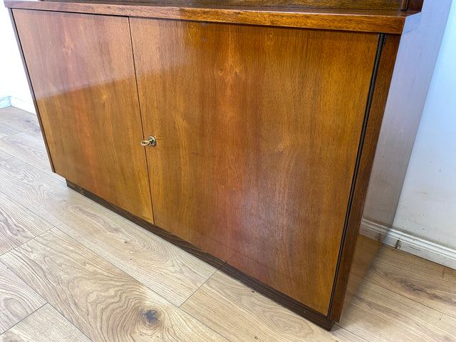 WMK Hochwertiger und gut erhaltener tschechischer 50er Jahre Bücherschrank aus vollem Holz mit verstellbaren Regalböden # Schrank Bücherregal Regal Highboard Sideboard Kommode Mid-Century Vintage 60er