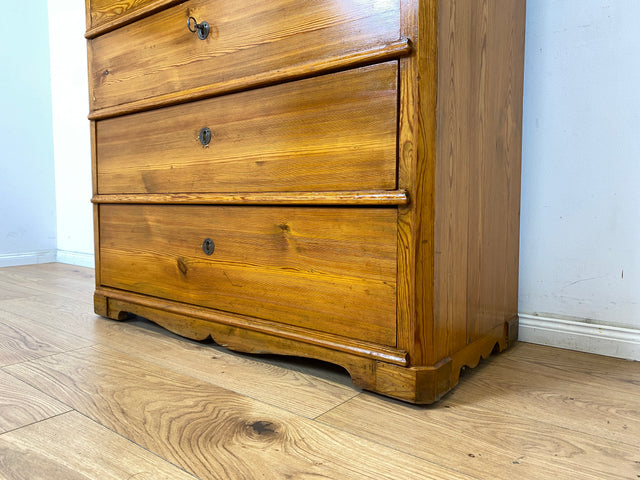 WMK Wunderschöner und gut erhaltener antiker Sekretär aus vollem Holz mit 12 Schubladen & fester Schreibplatte # Schreibschrank Schreibtisch Highboard Kommode Wäschekommode Schrank Biedermeier Vintage