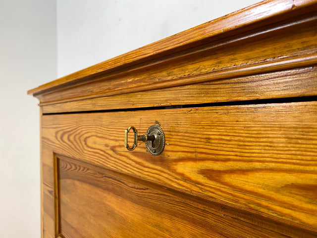 WMK Wunderschöner und gut erhaltener antiker Sekretär aus vollem Holz mit 12 Schubladen & fester Schreibplatte # Schreibschrank Schreibtisch Highboard Kommode Wäschekommode Schrank Biedermeier Vintage