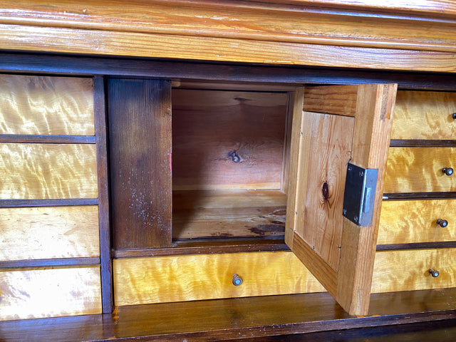 WMK Wunderschöner und gut erhaltener antiker Sekretär aus vollem Holz mit 12 Schubladen & fester Schreibplatte # Schreibschrank Schreibtisch Highboard Kommode Wäschekommode Schrank Biedermeier Vintage