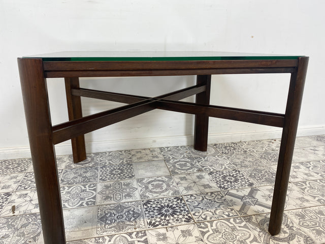 WMK Formschlichter und sehr gut erhaltener 1930er Jahre Art Deco Couchtisch mit Geflecht und Glasauflage # Wohnzimmertisch Glastisch Sofatisch Coffee Table Vintage Antik # Lieferung möglich