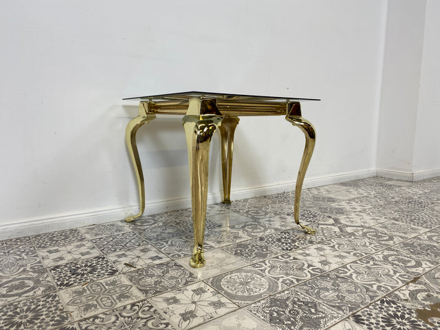 WMK Pompöser Vintage Couchtisch aus goldfarbenem Metallgestell und Glasplatte # Glastisch Wohnzimmertisch Metalltisch Beistelltisch Coffee Table Gold Chippendale # Lieferung möglich