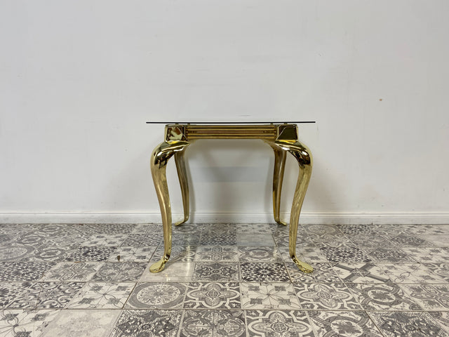 WMK Pompöser Vintage Couchtisch aus goldfarbenem Metallgestell und Glasplatte # Glastisch Wohnzimmertisch Metalltisch Beistelltisch Coffee Table Gold Chippendale # Lieferung möglich