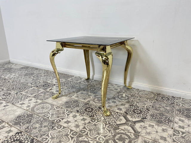 WMK Pompöser Vintage Couchtisch aus goldfarbenem Metallgestell und Glasplatte # Glastisch Wohnzimmertisch Metalltisch Beistelltisch Coffee Table Gold Chippendale # Lieferung möglich