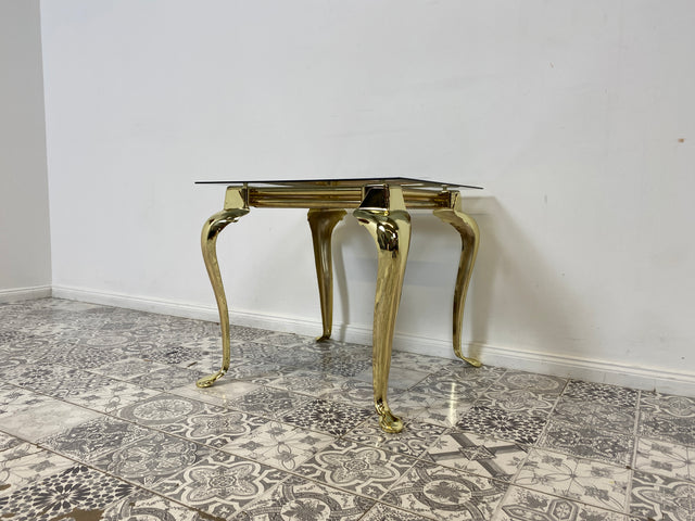 WMK Pompöser Vintage Couchtisch aus goldfarbenem Metallgestell und Glasplatte # Glastisch Wohnzimmertisch Metalltisch Beistelltisch Coffee Table Gold Chippendale # Lieferung möglich