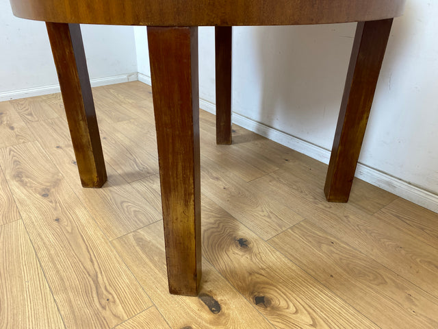 WMK Schöner jedoch etwas abgenutzter runder Mid-Century Esstisch , ausziehbar mit integrierter Ausziehplatte # Tisch Holztisch Esszimmertisch Küchentisch Ausziehtisch Dining Table Vintage Retro 60er