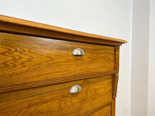 WMK Imposanter und gut erhaltener antiker Hochschrank aus vollem Holz mit geräumigen Schubladen # Wäscheschrank Wäschekommode Highboard Kommode Schubladenkommode Schrank Gründerzeit Jugendstil Vintage