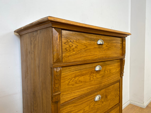 WMK Imposanter und gut erhaltener antiker Hochschrank aus vollem Holz mit geräumigen Schubladen # Wäscheschrank Wäschekommode Highboard Kommode Schubladenkommode Schrank Gründerzeit Jugendstil Vintage