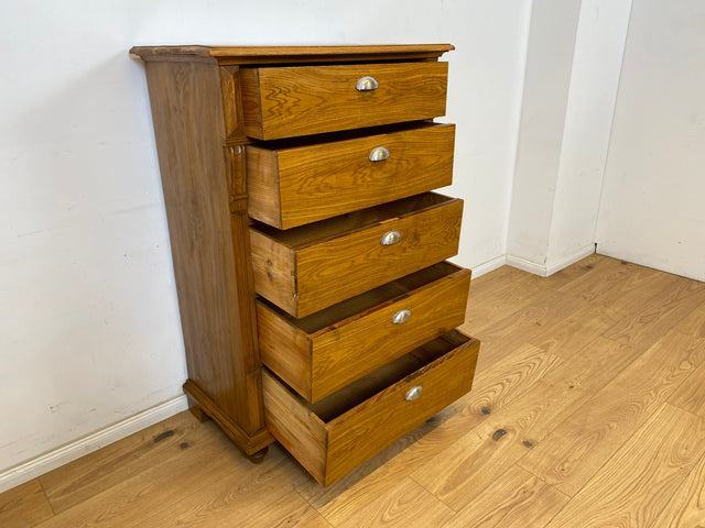 WMK Imposanter und gut erhaltener antiker Hochschrank aus vollem Holz mit geräumigen Schubladen # Wäscheschrank Wäschekommode Highboard Kommode Schubladenkommode Schrank Gründerzeit Jugendstil Vintage