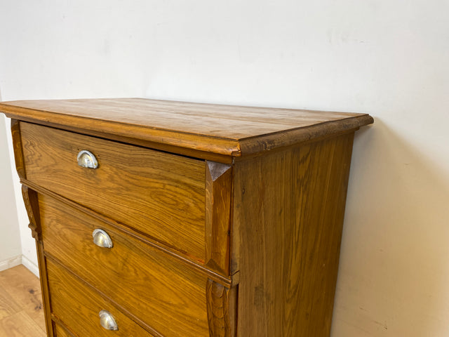 WMK Imposanter und gut erhaltener antiker Hochschrank aus vollem Holz mit geräumigen Schubladen # Wäscheschrank Wäschekommode Highboard Kommode Schubladenkommode Schrank Gründerzeit Jugendstil Vintage