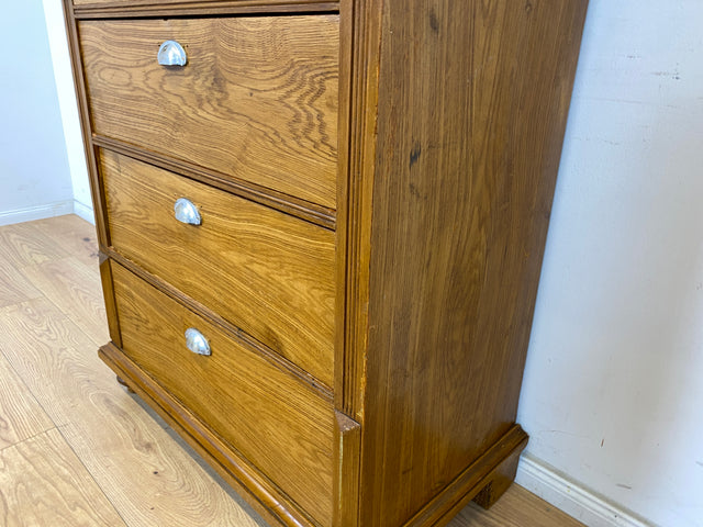 WMK Imposanter und gut erhaltener antiker Hochschrank aus vollem Holz mit geräumigen Schubladen # Wäscheschrank Wäschekommode Highboard Kommode Schubladenkommode Schrank Gründerzeit Jugendstil Vintage