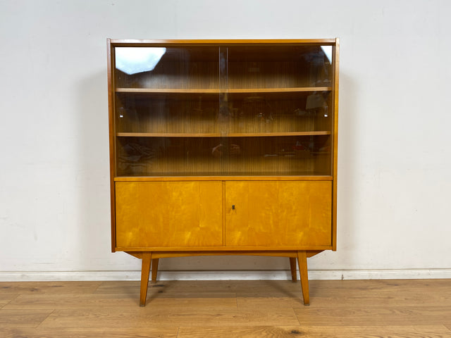 WMK Raumaufhellende & gut erhaltene Mid-Century Vitrine Modell 3336 von VEB Möbelfabrik Werdau aus 1964 # Highboard Glasvitrine Büchervitrine Bücherschrank Bücherregal Sideboard Kommode DDR Vintage