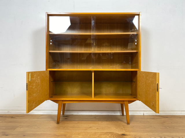 WMK Raumaufhellende & gut erhaltene Mid-Century Vitrine Modell 3336 von VEB Möbelfabrik Werdau aus 1964 # Highboard Glasvitrine Büchervitrine Bücherschrank Bücherregal Sideboard Kommode DDR Vintage