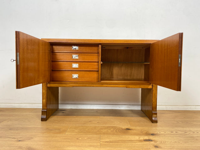 WMK Hochwertiger und sehr gut erhaltener Antiker Schrank aus massiven Holz im edlen Wurzelholz Furnier mit innenliegenden Schubladen # Sideboard Kommode Fernsehkommode Anrichte Art Deco Vintage 30er