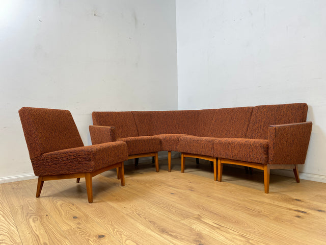 WMK Schickes modulares Mid-Century Ecksofa mit dezentem Originalbezug und bequemen Federkernsitzen # Eckcouch Eckbank Küchenbank  Modularsofa Modularcouch Couch Sofa Sitzgarnitur Vintage Retro 60er