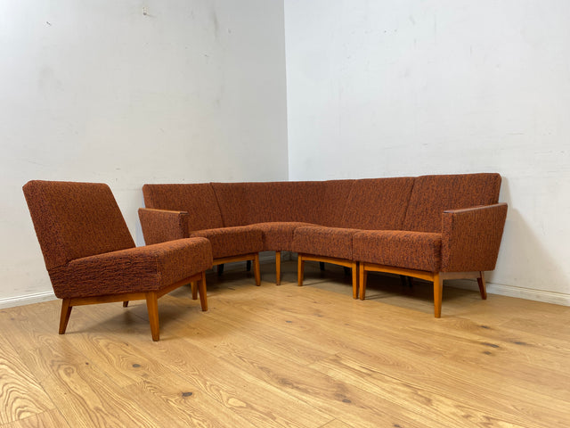 WMK Schickes modulares Mid-Century Ecksofa mit dezentem Originalbezug und bequemen Federkernsitzen # Eckcouch Eckbank Küchenbank  Modularsofa Modularcouch Couch Sofa Sitzgarnitur Vintage Retro 60er