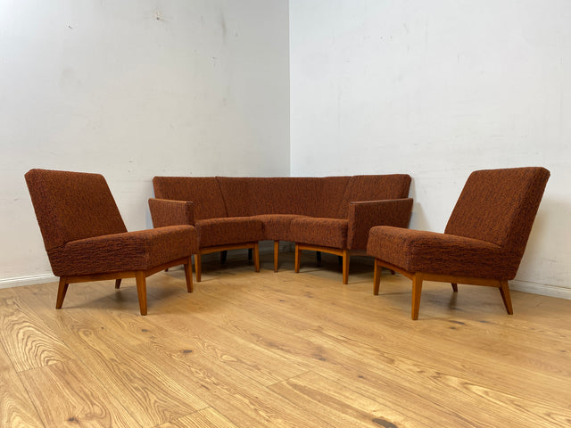 WMK Schickes modulares Mid-Century Ecksofa mit dezentem Originalbezug und bequemen Federkernsitzen # Eckcouch Eckbank Küchenbank  Modularsofa Modularcouch Couch Sofa Sitzgarnitur Vintage Retro 60er