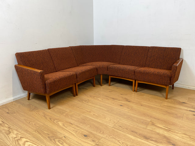 WMK Schickes modulares Mid-Century Ecksofa mit dezentem Originalbezug und bequemen Federkernsitzen # Eckcouch Eckbank Küchenbank  Modularsofa Modularcouch Couch Sofa Sitzgarnitur Vintage Retro 60er