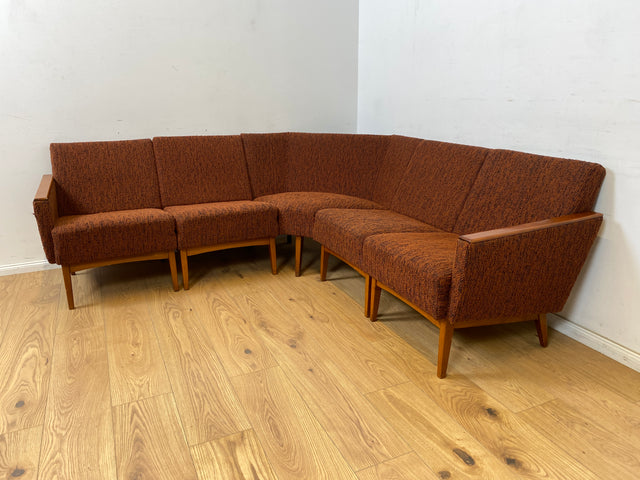 WMK Schickes modulares Mid-Century Ecksofa mit dezentem Originalbezug und bequemen Federkernsitzen # Eckcouch Eckbank Küchenbank  Modularsofa Modularcouch Couch Sofa Sitzgarnitur Vintage Retro 60er