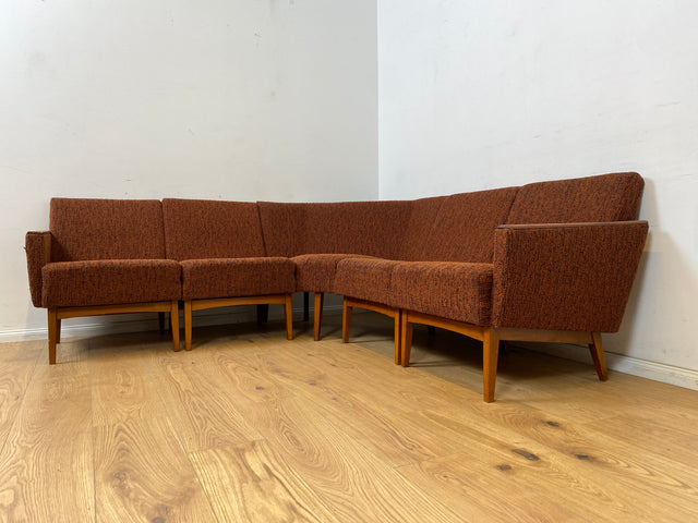 WMK Schickes modulares Mid-Century Ecksofa mit dezentem Originalbezug und bequemen Federkernsitzen # Eckcouch Eckbank Küchenbank  Modularsofa Modularcouch Couch Sofa Sitzgarnitur Vintage Retro 60er