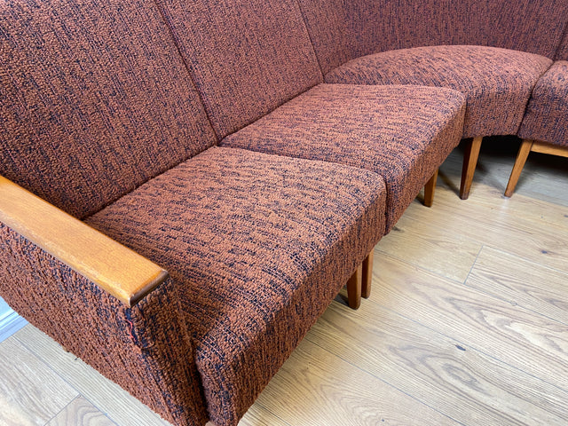 WMK Schickes modulares Mid-Century Ecksofa mit dezentem Originalbezug und bequemen Federkernsitzen # Eckcouch Eckbank Küchenbank  Modularsofa Modularcouch Couch Sofa Sitzgarnitur Vintage Retro 60er